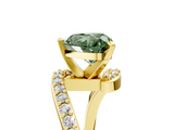 Yellow gold Fancy Green Heart  Solitaire Twist Band with Pave Set Diamonds and Four-Prong Setting_5