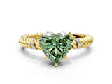 Yellow gold Fancy Green Heart  Solitaire Twisted Band Prong Set Engagement Ring_28