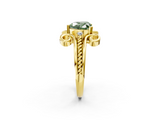 Yellow gold Fancy Green Heart  Solitaire Twisted Band Scroll Prong Ring_38