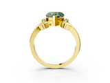 Yellow gold Fancy Green Heart  Solitaire Twisted Band Scroll Prong Ring_39