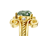 Yellow gold Fancy Green Heart  Solitaire Twisted Band Scroll Prong Ring_41