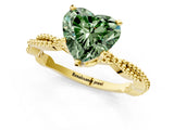 Yellow gold Fancy Green Heart  Solitaire Twisted Band with Bead Prong Setting_30