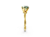 Yellow gold Fancy Green Heart  Solitaire Twisted Band with Bead Prong Setting_31