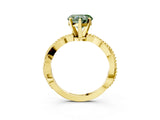 Yellow gold Fancy Green Heart  Solitaire Twisted Band with Bead Prong Setting_32