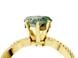 Yellow gold Fancy Green Heart  Solitaire Twisted Band with Bead Prong Setting_33