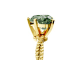 Yellow gold Fancy Green Heart  Solitaire Twisted Band with Bead Prong Setting_34