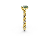 Yellow gold Fancy Green Heart  Solitaire Twisted Band with Pavé Accents and Four-Prong Setting_2