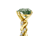 Yellow gold Fancy Green Heart  Solitaire Twisted Band with Pavé Accents and Four-Prong Setting_5