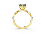 Yellow gold Fancy Green Heart  Solitaire Twisted Band with Prong Setting 3