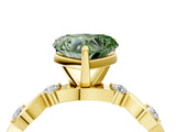 Yellow gold Fancy Green Heart  Solitaire Twisted Band with Prong Setting 4
