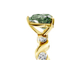 Yellow gold Fancy Green Heart  Solitaire Twisted Band with Prong Setting 5