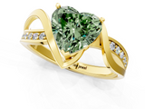 Yellow gold Fancy Green Heart  Solitaire Twisted Band with Prong Setting_4