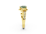 Yellow gold Fancy Green Heart  Solitaire Twisted Band with Prong Setting_5