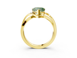 Yellow gold Fancy Green Heart  Solitaire Twisted Band with Prong Setting_6
