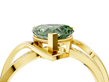 Yellow gold Fancy Green Heart  Solitaire Twisted Band with Prong Setting_7