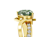 Yellow gold Fancy Green Heart  Solitaire Twisted Band with Prong Setting_8