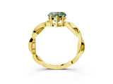 Yellow gold Fancy Green Heart  Solitaire Twisted Pave Diamond Ring with Four-Prong Setting_104