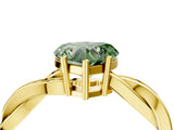 Yellow gold Fancy Green Heart  Solitaire Twisted Pave Diamond Ring with Four-Prong Setting_105
