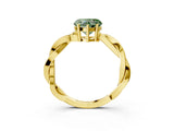Yellow gold Fancy Green Heart  Solitaire Twisted Pave Diamond Ring with Four-Prong Setting_16