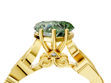 Yellow gold Fancy Green Heart  Solitaire Vine Band with Milgrain Prong Setting_7