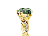 Yellow gold Fancy Green Heart  Solitaire Vine Band with Milgrain Prong Setting_8