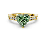 Yellow gold Fancy Green Heart  Solitaire with Pavé Band and Four-Prong Setting_29