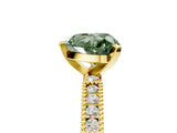 Yellow gold Fancy Green Heart  Solitaire with Pavé Band and Four-Prong Setting_34