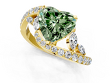 Yellow gold Fancy Green Heart  Solitaire with Pavé Twist Band and Four-Prong Setting_1