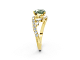 Yellow gold Fancy Green Heart  Solitaire with Pavé Twist Band and Four-Prong Setting_2