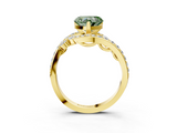 Yellow gold Fancy Green Heart  Solitaire with Pavé Twist Band and Four-Prong Setting_3