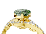 Yellow gold Fancy Green Heart  Solitaire with Pavé Twist Band and Four-Prong Setting_4