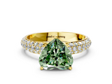 Yellow gold Fancy Green Heart  Solitaire with Pave Band and Four-Prong Setting_3