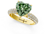 Yellow gold Fancy Green Heart  Solitaire with Pave Band and Four-Prong Setting_4