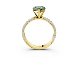Yellow gold Fancy Green Heart  Solitaire with Pave Band and Four-Prong Setting_6