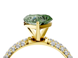 Yellow gold Fancy Green Heart  Solitaire with Pave Band and Four-Prong Setting_7