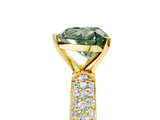Yellow gold Fancy Green Heart  Solitaire with Pave Band and Four-Prong Setting_8