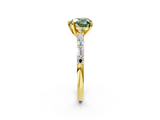 Yellow gold Fancy Green Heart  Solitaire with Side Baguettes and Channel Set Band_2
