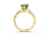 Yellow gold Fancy Green Heart  Solitaire with Side Baguettes and Channel Set Band_3