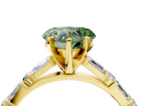 Yellow gold Fancy Green Heart  Solitaire with Side Baguettes and Channel Set Band_4
