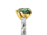 Yellow gold Fancy Green Heart  Solitaire with Side Baguettes and Channel Set Band_5