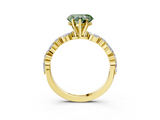 Yellow gold Fancy Green Heart  Solitaire with Side Stones on a Pavé Band and Four-Prong Setting_3