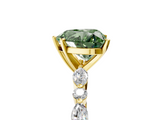 Yellow gold Fancy Green Heart  Solitaire with Side Stones on a Pavé Band and Four-Prong Setting_5