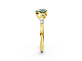 Yellow gold Fancy Green Heart  Solitaire with Tapered Baguette Side Stones on a Classic Band with Four-Prong Setting_2