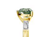 Yellow gold Fancy Green Heart  Solitaire with Tapered Baguette Side Stones on a Classic Band with Four-Prong Setting_5
