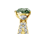 Yellow gold Fancy Green Heart  Three-Stone Diamond Ring with Pavé Split Shank and Four-Prong Setting_5
