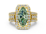 Yellow gold Fancy Green Marquise -Cut Halo Diamond Ring with Split Shank and Four-Prong Setting_102
