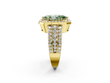 Yellow gold Fancy Green Marquise -Cut Halo Diamond Ring with Split Shank and Four-Prong Setting_104