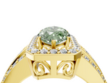 Yellow gold Fancy Green Marquise -Cut Halo Diamond Ring with Split Shank and Four-Prong Setting_106