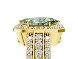 Yellow gold Fancy Green Marquise -Cut Halo Diamond Ring with Split Shank and Four-Prong Setting_107