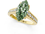 Yellow gold Fancy Green Marquise  Brilliant Cut Diamond Engagement Ring with Pavé Band and Four-Prong Setting_49